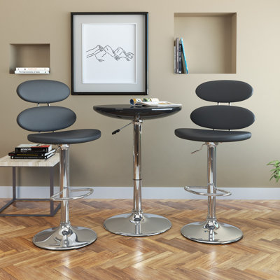 Fort Peck Adjustable Height Swivel Bar Stool Upholstery: Black
