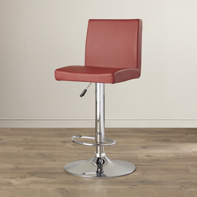 Compton Martin Adjustable Height Swivel Bar Stool (Set of 2) Upholstery: Burgundy