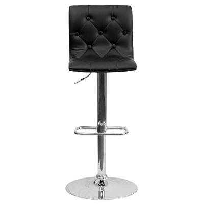 Clay Adjustable Height Swivel Bar Stool (Set of 2) Upholstery: Black