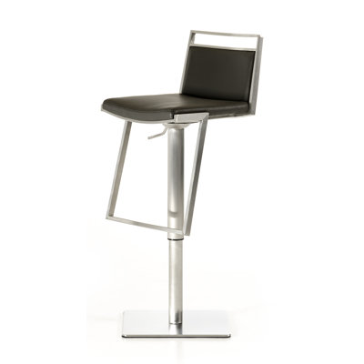 Wesley Adjustable Height Swivel Bar Stool Upholstery: Black
