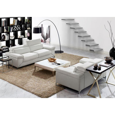 Wade Logan WADL9063 32660558 Asa Leather Sofa and Loveseat Set