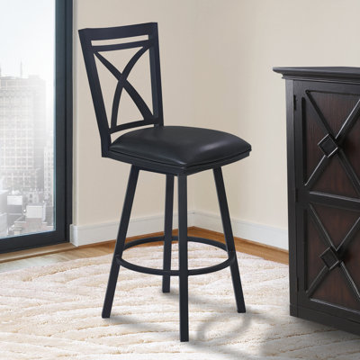 Ramon 30 inch Swivel Bar Stool with Cushion Finish: Black