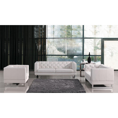 Wade Logan WLGN1907 Alsatia Modern Tufted Eco-Leather Living Room Set