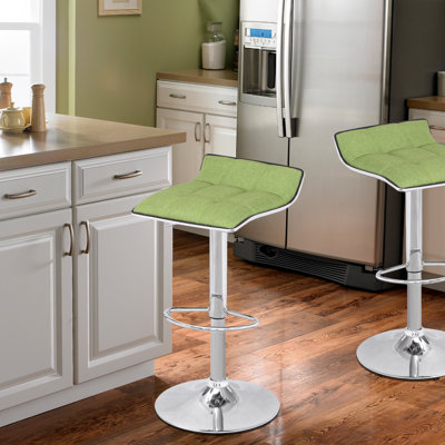 Caseville Adjustable Height Swivel Bar Stool Upholstery: Green