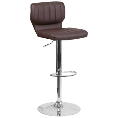 Aristocles Adjustable Height Swivel Bar Stool Color: Brown