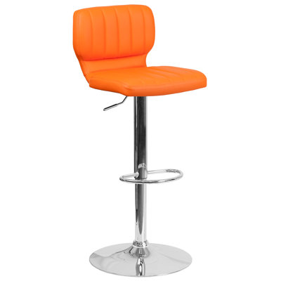 Aristocles Adjustable Height Swivel Bar Stool Color: Orange