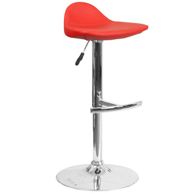 Steinway Adjustable Height Swivel Bar Stool Upholstery: Red