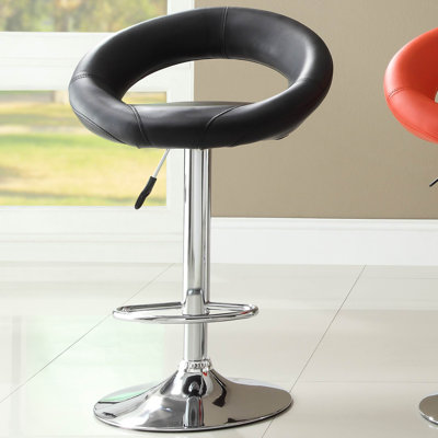 Equinox Adjustable Height Swivel Bar Stool (Set of 2) Upholstery: Black