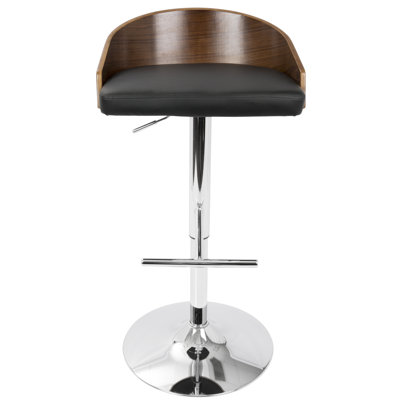 Montross Adjustable Height Swivel Bar Stool with Cushion Upholstery: Black