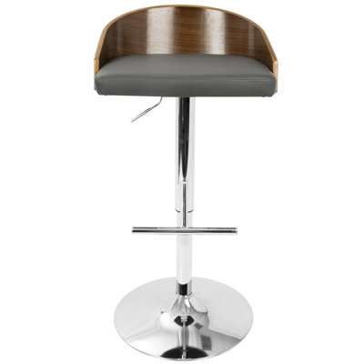 Montross Adjustable Height Swivel Bar Stool with Cushion Upholstery: Gray