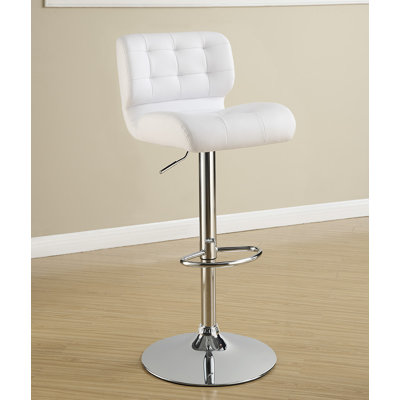 Carsen Adjustable Height Swivel Bar Stool Upholstery: White
