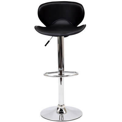 Lottie Adjustable Height Swivel Bar Stool Upholstery: Black