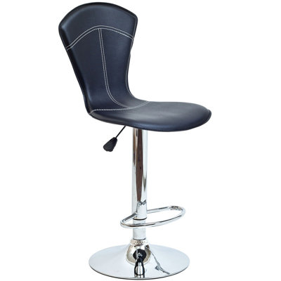 Erica Adjustable Height Swivel Bar Stool Upholstery: Black