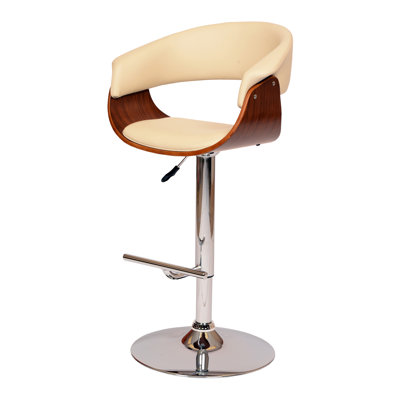 March Adjustable Height Swivel Bar Stool Upholstery: Cream
