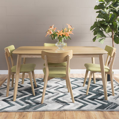 McQueen 5 Piece Dining Set Table Finish: Natural Walnut, Chair Finish: Dark Gray