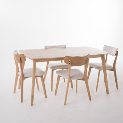 McQueen 5 Piece Dining Set Table Finish: Natural Oak, Chair Finish: Light Beige