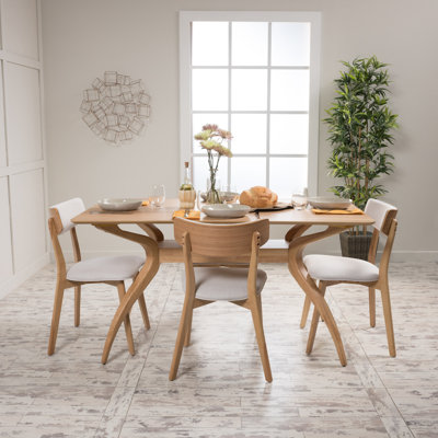 McQueen 5 Piece Dining Set Table Finish: Natural Oak, Chair Finish: Light Beige