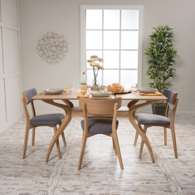McQueen 5 Piece Dining Set Table Finish: Natural Walnut, Chair Finish: Mint