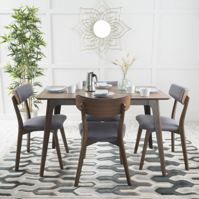 McQueen 5 Piece Dining Set Table Finish: Natural Walnut, Chair Finish: Dark Gray