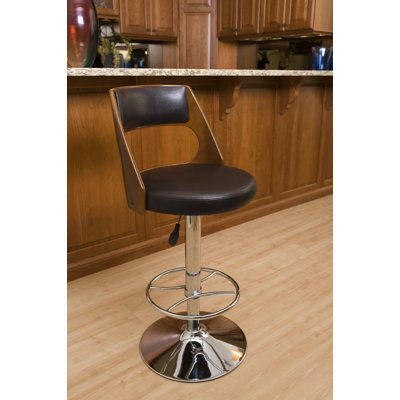 Conejara Adjustable Height Swivel Bar Stool Finish: Cherry Wood