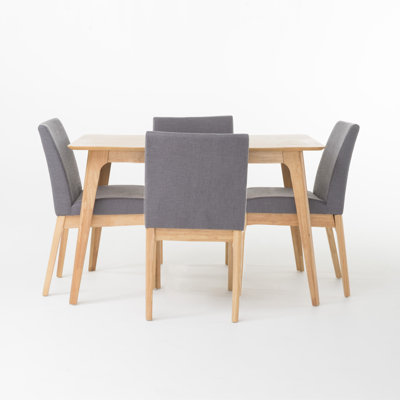 Tunis 5 Piece Dining Set Table Finish: Natural Oak, Chair Finish: Dark Gray