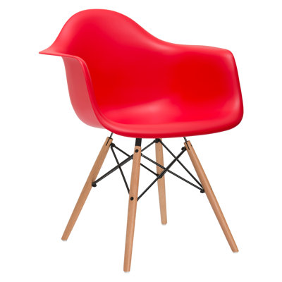 Quintus Armer Arm Chair Upholstery: Red, Leg Finish: Natural