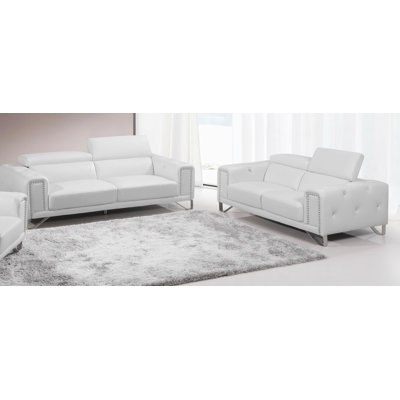 BestMasterFurniture 9147 White 2 Pcs Sofa and Loveseat Set Upholstery