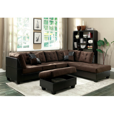 BestMasterFurniture 9522 RIGHT FACING Chocolate Sectional Upholstery