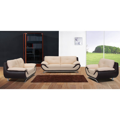 BestMasterFurniture YK09 Seashell/ Black 3 Pcs 3 Piece Living Room Set