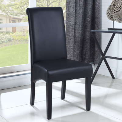 Leather Dining Side Chair Finish: Black
