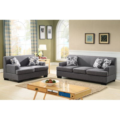 Container S5098-2PC Modern Fabric 2 Piece Sofa and Loveseat Set Upholstery