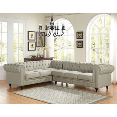 Container S0100R-2PC Scroll Sectional Sofa Set Upholstery
