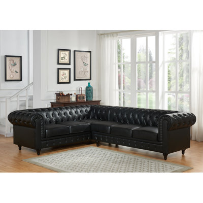 Container S0098R-2PC Scroll Arm Bonded Leather Sectional Sofa Set Orientation