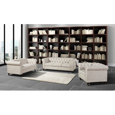 Container S5189-3PC Chesterfield 3 Piece Living Room Set Upholstery