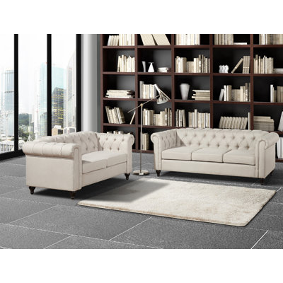 Container S5189-2PC Chesterfield Sofa and Loveseat Set Upholstery