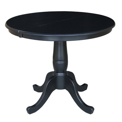 36 Extendable Round Pedestal Dining Table Finish Black