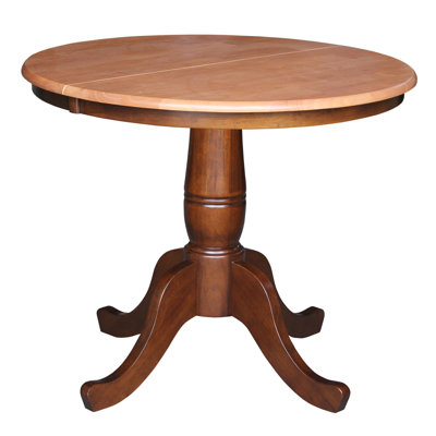 36 Extendable Round Pedestal Dining Table Finish Cinnamon Espresso