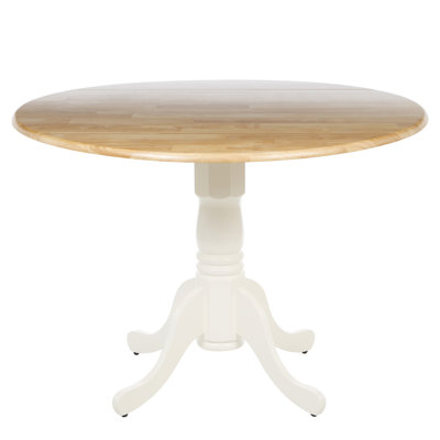 Carrie Round 42 inch Dual Drop Leaf Dining Table Finish: White and Natural