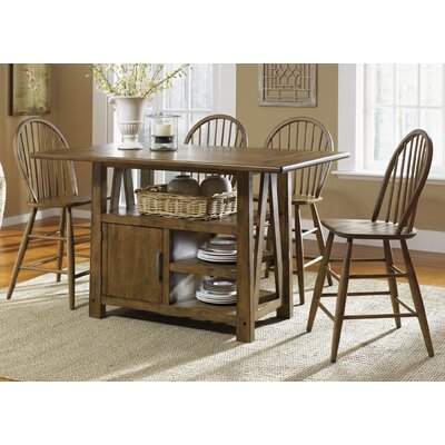 Centre Island 5 Piece Pub Dining Table Set in Weathered Oak