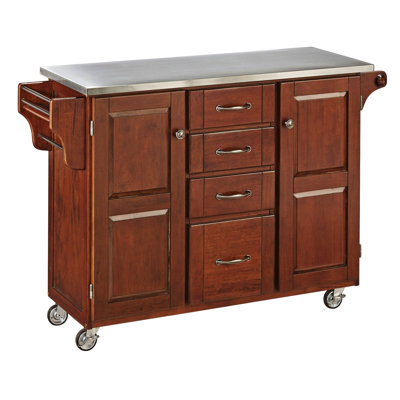 Adelle-a-Cart Kitchen Island with Stainless Steel Top Base Finish: Cherry