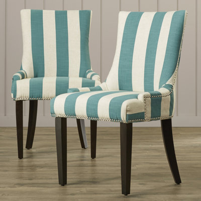 Gowanus Dining Chair Upholstery: Aqua Blue / White Stripe