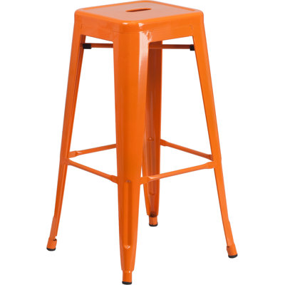 Barchetta 30 inch Bar Stool Finish: Glossy Orange