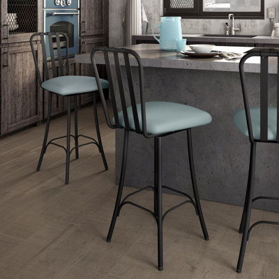 Hilltop 26.75 inch Swivel Bar Stool Finish: Textured Black