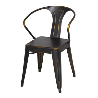Ellery Metal Arm Chair Upholstery: Distressed Coper