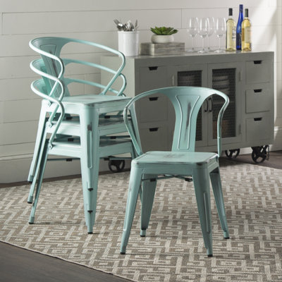 Ellery Metal Arm Chair Upholstery: Distressed Blue