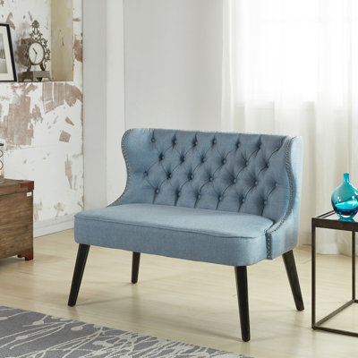 Willa Arlo Interiors WRLO6875 Aguayo Tufted Wing Back Settee Bedroom Bench Upholstery