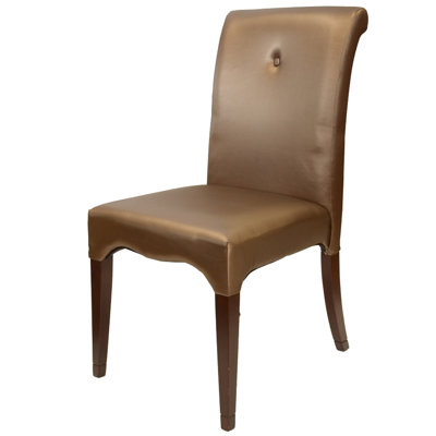 Scroll Parsons Chair Upholstery: Leatherette - Champagne Pearlized