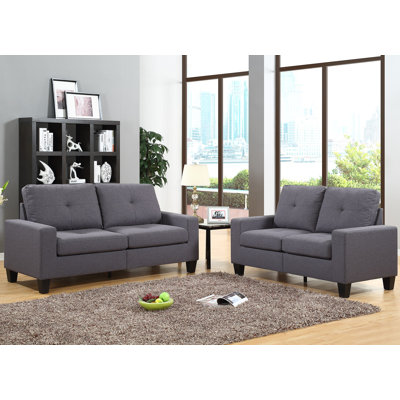 Roundhill Furniture LRH0050GY Fernanda Sofa and Loveseat Set Upholstery