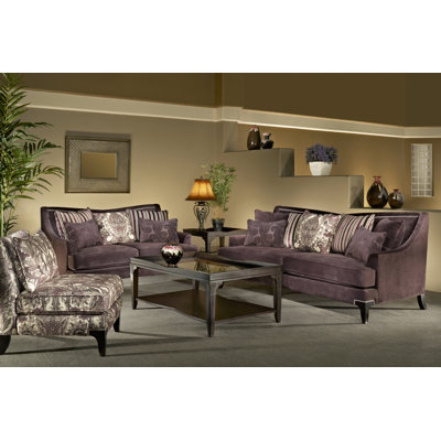 Sage Avenue D3685-0302D3019-04PURPLE Megan 3 Piece Sofa, Loveseat and Chair Set