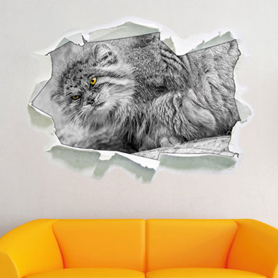 Small Sweet Pallas Cat on Rock Wall Sticker at Wayfair Small Sweet Pallas Cat on Rock Wall Sticker.